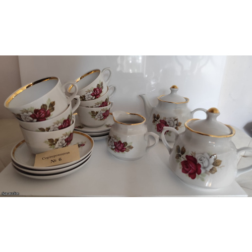 Full, pristine vintage tea set "Karīna" – Riga Porcelain Factory (RPR),  USSR (Latvian SSR)