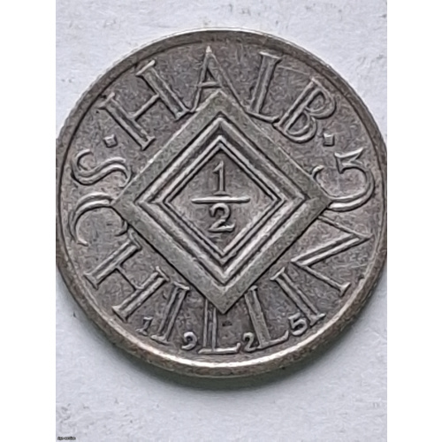 1/2 shillings moneta 1925, Austrija, 640 sudraba