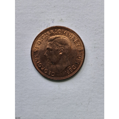 1949. gada ½ penija monēta, B, bronze, Džordžs VI, England