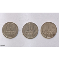 10 kopeck coins 1970, 1971, 1972