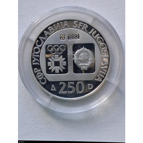 250 dinar 1982, Yugoslavia, Sarajevo 1984, silver 0.925, PROOF