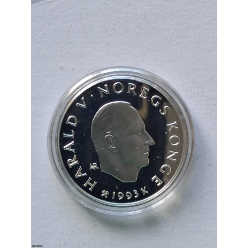 50 kroner 1993 k, Norway, Lielhammer 1994, silver 0.925, PROOF