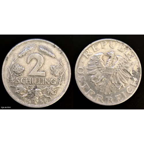 Austria 2 Schilling 1946 — First Post-War Issue (Al, VF+/XF) Up for auction is a historical coin from the early period of the Second Austrian Republic — 2 Schilling 1946. This is Austria's first post-war coinage, carrying significant historical value