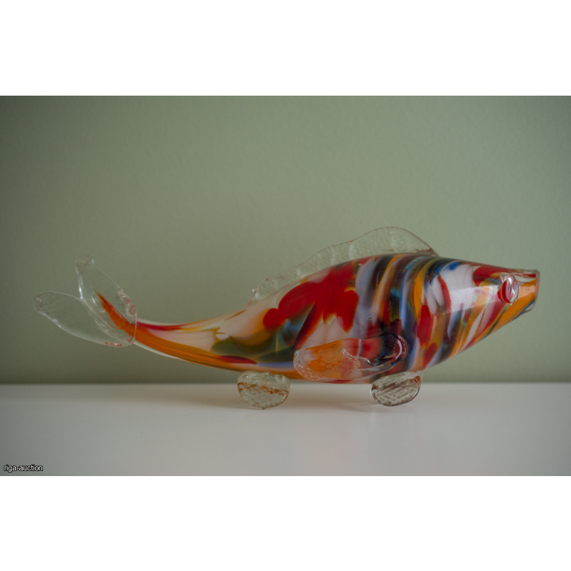 Vintage Soviet Glass Fish Figurine (1960s-1980s, Multicolor)
