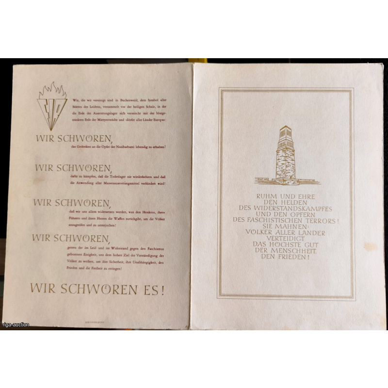 1958 GDR Philatelic Commemorative Folder (Gedenkblatt) — Buchenwald Memorial