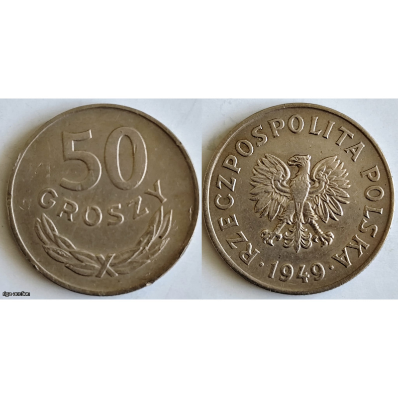 Poland 50 Groszy 1949 — Cupro-Nickel — Excellent condition.