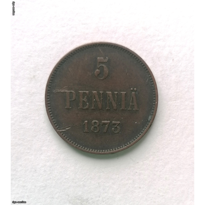 Российская империя, император Александр 2 (Финляндия), 5 пенни 1873, медь