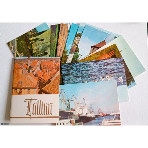 Souvenir Postcard Set: Tallinn A souvenir postcard set featuring views of Tallinn, published during the Soviet era. A set of 16 postcards in a folder-cover.