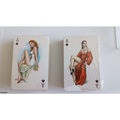 Rare Vintage Pin-up Playing Cards "COEUR" (GDR, Altenburg), Double Deck in Luxury Condition