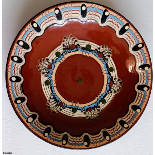 Traditional Bulgarian Ceramic Wall Plate "Troyan" (1970s–1980s)