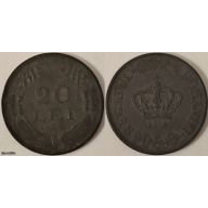 1942 Romania 20 Lei — WWII Kingdom Issue (Zinc)