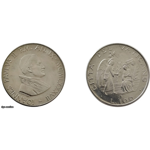 100 liras 1987 (MCMLXXXVII), Vatikāns — Jānis Pāvils II. Pasludināšana. Izcila kvalitāte (XF+/UNC)