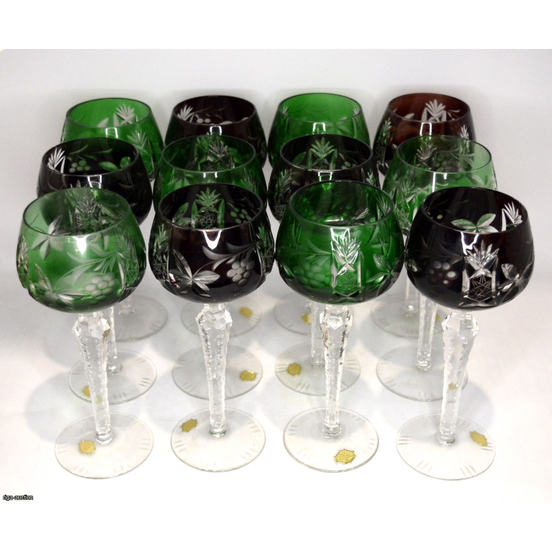 crystal colored glasses 12 pieces