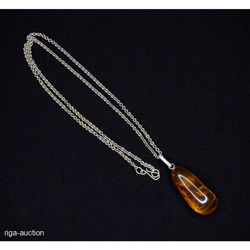 chain with amber pendant