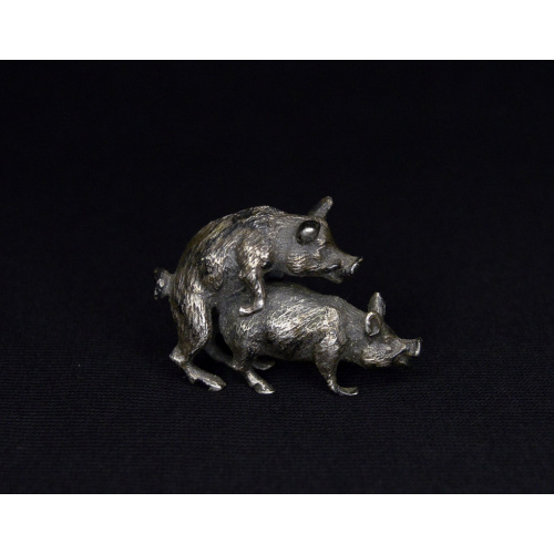 silver figurine "Boars"