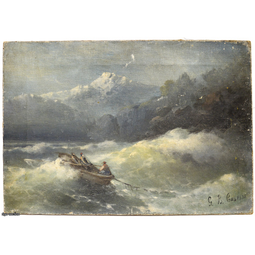 painting "Shipwreck", Gabrielo Bartolomeo Casessi (Italian, 1840-1900)
