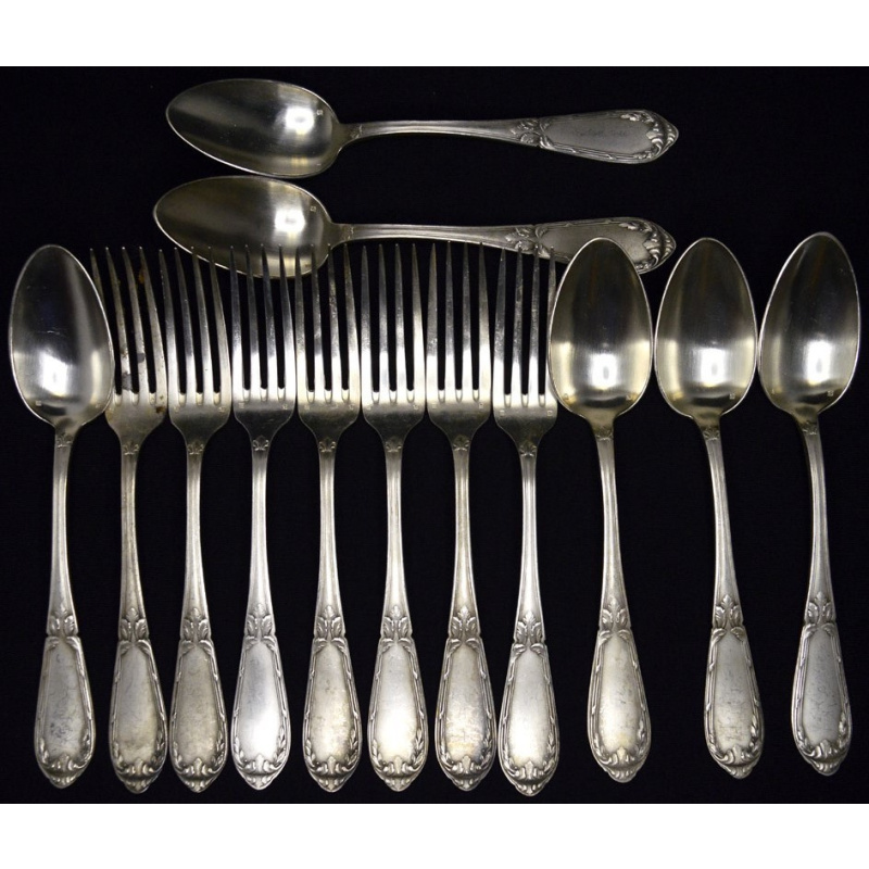silver table forks 7 pcs. + silver table spoons 6 pcs. (84 standart)