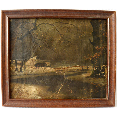 painting "House by the forest river"