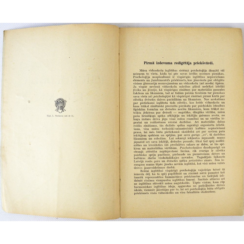 book "Psīhologija un Loģika", Latvia