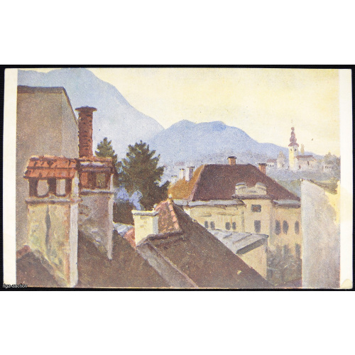 postcard by J. Jaunsudrabins "Villachas jumti", Latvia