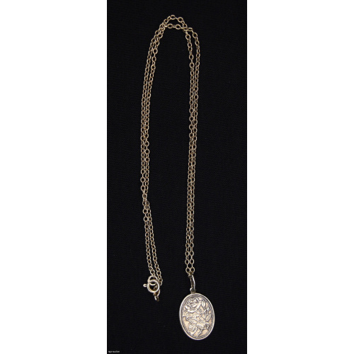 silver chain with pendant, 875 standart, gold plated, USSR