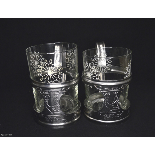 cup holders with glasses 2 pcs., USSR