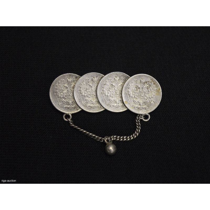 brooch made of silver 5 kopecks, Russian Empire