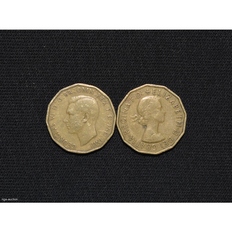 3 pence 1942/1957 (2 pieces), England
