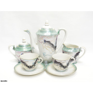 kafijas servīze divām personām, smalksienu porcelāns, A klases servīzes, roku gleznojums, Japāna