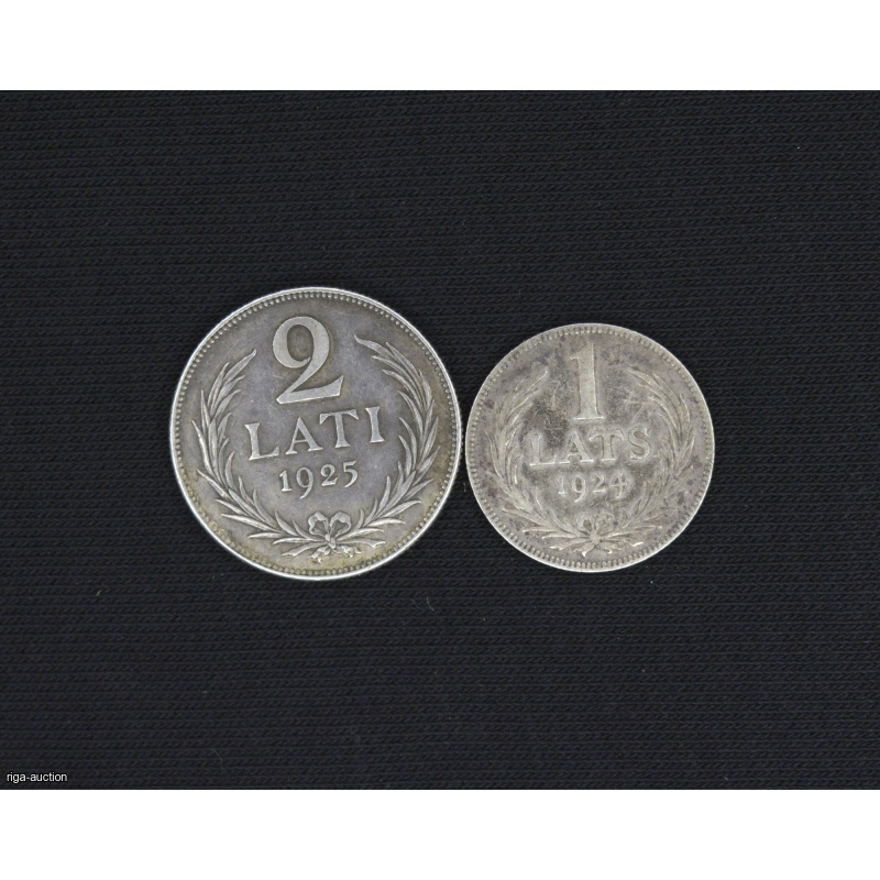 1 lat 1924, 2 lats 1925, Latvia
