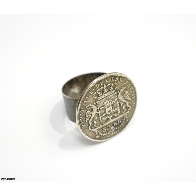 silver ring with coin "Hungary 30 kreuzer 1776 Maria Theresa Silver"