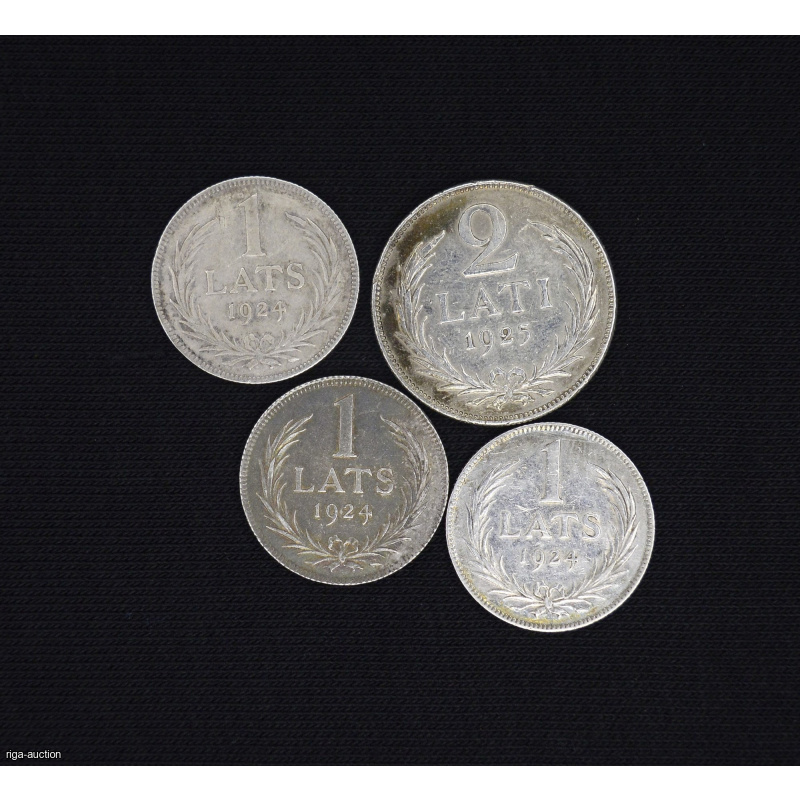 1 lat 1924 (3 pieces), 2 lat 1925, Latvia
