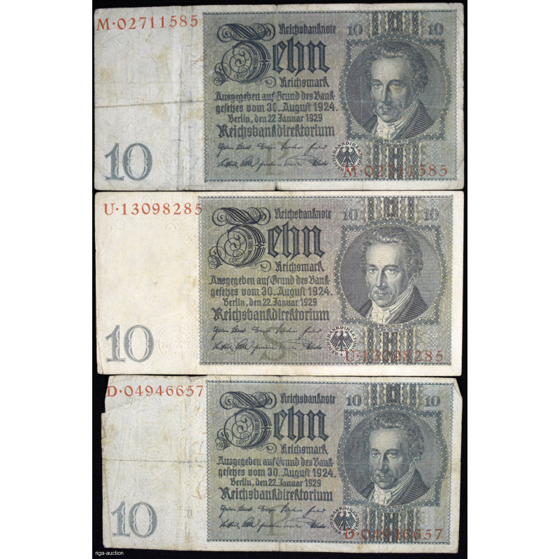 10 reichsmark 1929 (3 pieces) Germany