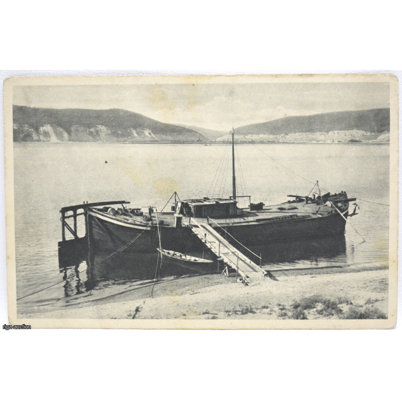 Volga postcard "Barge in Zhiguli", Russian Empire
