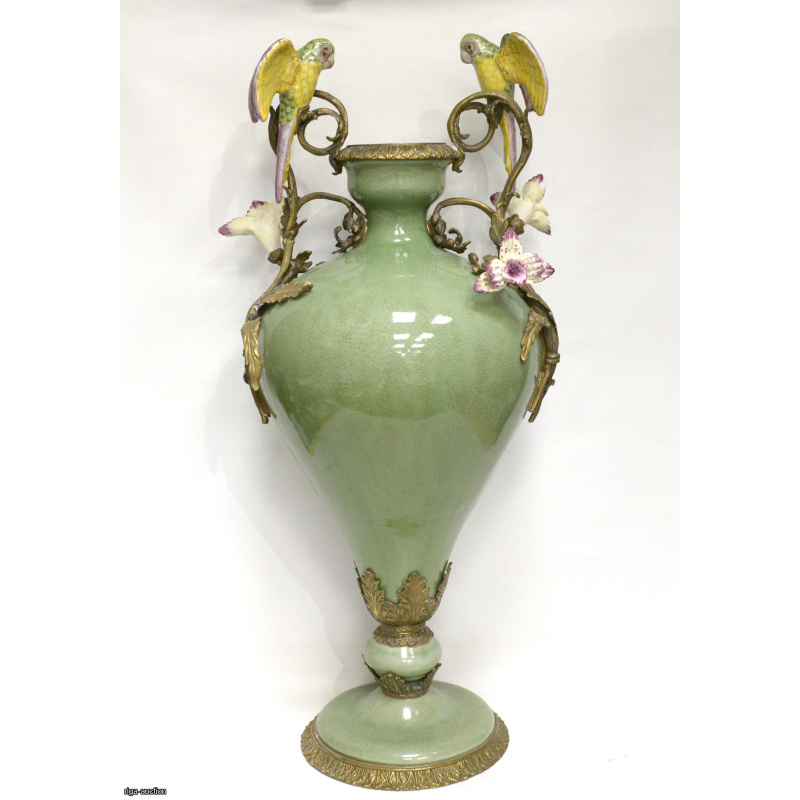 (information being updated), ceramics/bronze, height 58 cm, chips on the flowers, one flower is broken