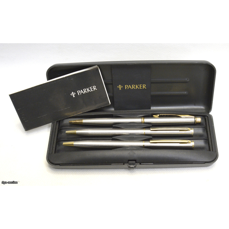 2 ballpoint pens, 1 pencil, in the original box "PARKER", England