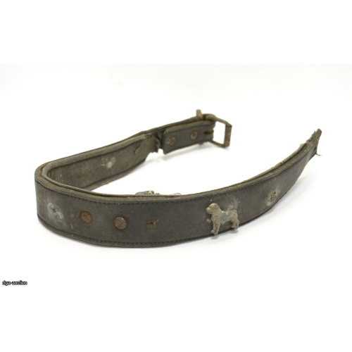 army dog ​​collar Third Reich, leather, aluminum/lead pads, Germany