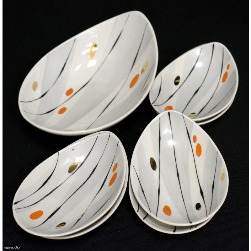 set of jam dishes for 6 persons, Riga (Latvia), USSR