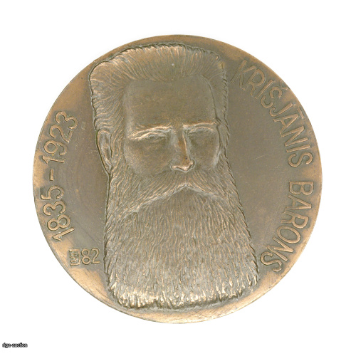 table medal of Krišjānis Barons (1835-1923), Latvia, USSR
