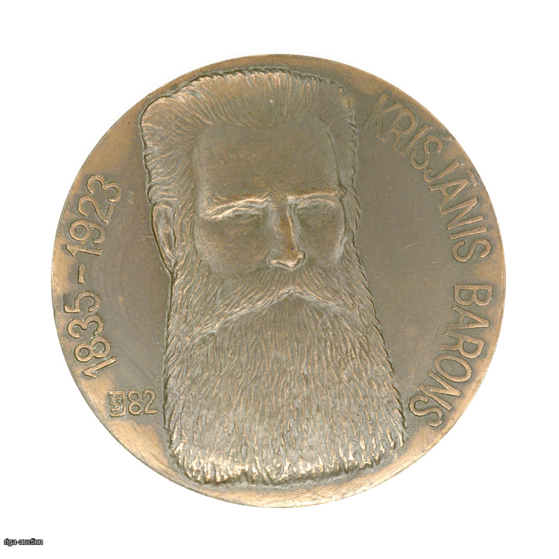 table medal of Krišjānis Barons (1835-1923), Latvia, USSR